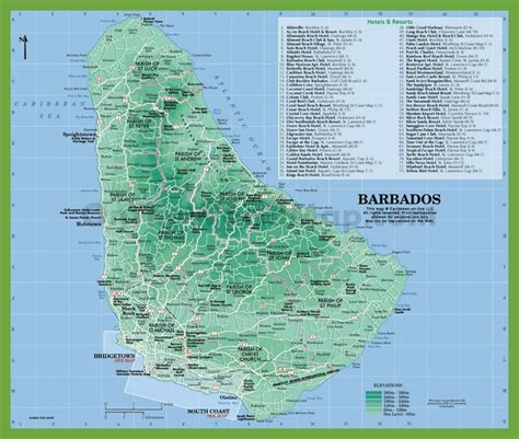 Map of Barbados with hotels and resorts - Ontheworldmap.com