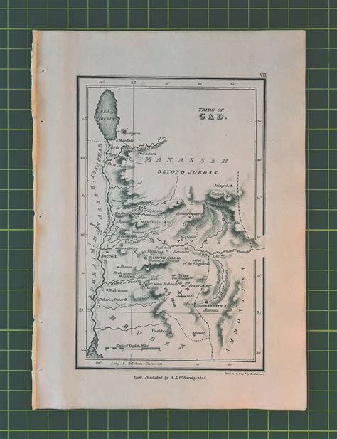 1823 Vintage Tribe of Gad Map