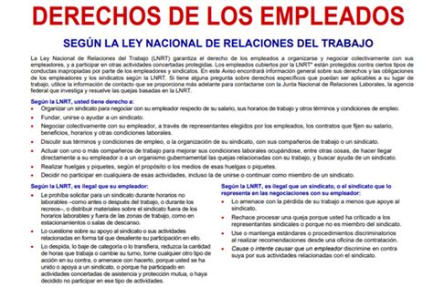 Employee Rights Under the National Labor Relations Act Poster – Spanish ...