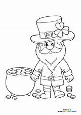 Leprechaun With gold  Coloring Pages For Kids sketch template