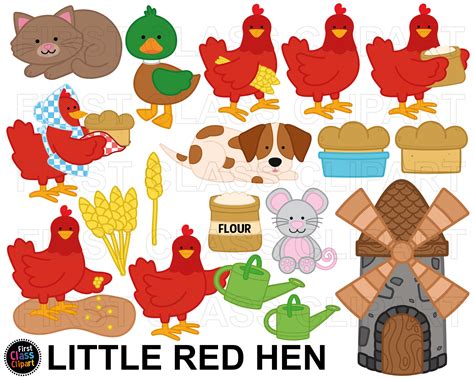 The Little Red Hen Characters Clipart