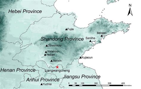 The location of the Liangwangcheng site and other Dawenkou culture ...