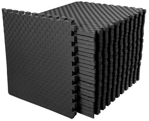 Fitness 48 SQ FT Interlocking EVA Foam Floor Mats Exercise Gym Protective Pad Color : Black ...