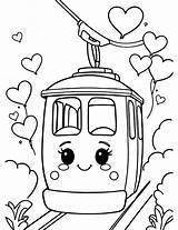 Cute cable Car coloring Page sketch template
