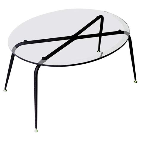 Mid-Century Modern Rounded Glass and Laquered Steel Center Table, Italy, 1970 For Sale at 1stDibs