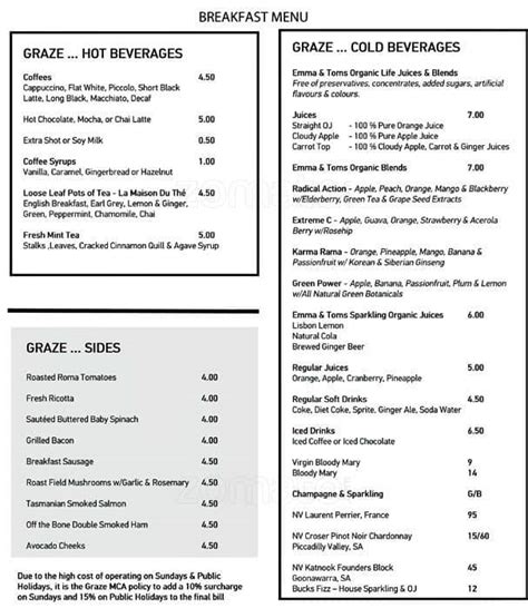 Graze Menu, Menu for Graze, The Rocks, Sydney - Urbanspoon/Zomato