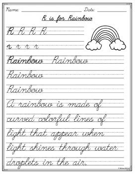 Science Cursive Handwriting Practice Worksheets | TPT