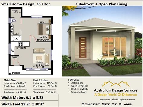 Small House Plan 45 Elton 537 Sq Foot 45.93 m2 1 Bedroom | Etsy | Small ...