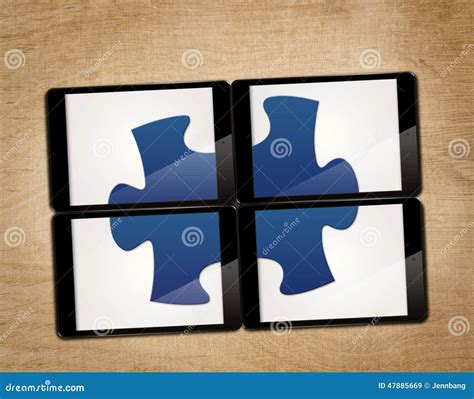 Tablet with puzzle stock image. Image of puzzle, message - 47885669