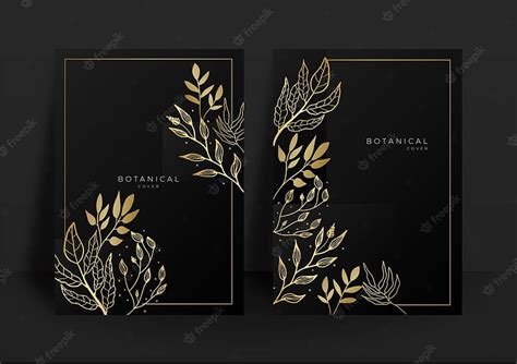 Premium Vector. Black and gold wedding invitation template set. abstract floral design ...