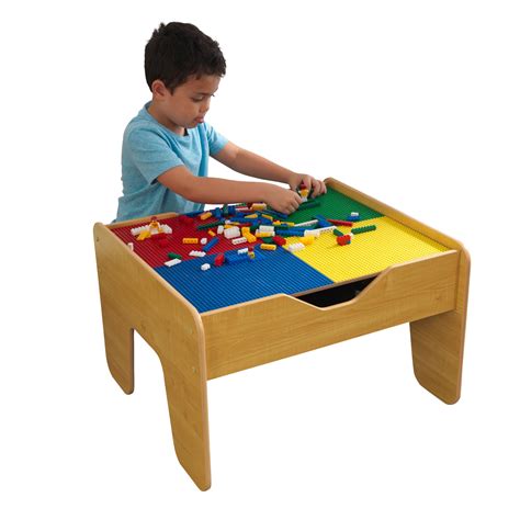 KidKraft Reversible Wooden Activity Table with Board and Train Set, Natural - Walmart.com