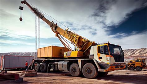 Premium AI Image | A truckmounted crane in the construction site The c