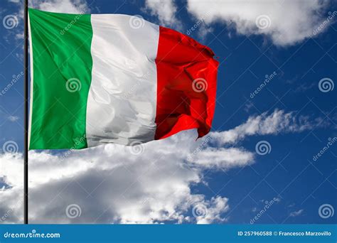 Italian flag waving stock photo. Image of italia, cloud - 257960588