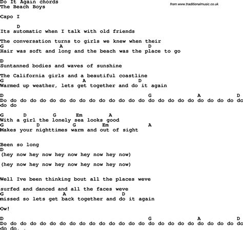 Song Lyrics with guitar chords for Do It Again | Songs, Pop songs, Song lyrics