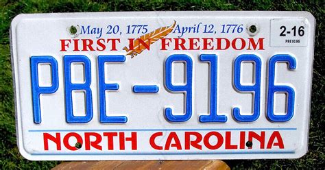 2016-2018 North Carolina FIRST IN FREEDOM License Plate (RANDOM PLATE#) | eBay