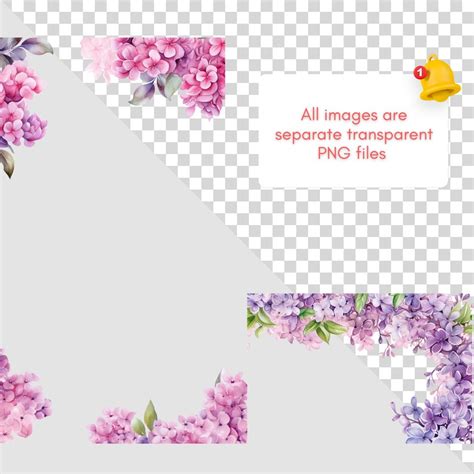 Lilac Border Clipart PNG Watercolor Lilac Border Floral Border Digital ...