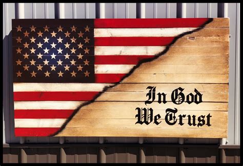 American Flag Wood Flag in God We Trust Rustic Flag | Etsy