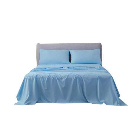 Attached Waterbed Sheet Set King/ Cal King Size Light Blue Solid with 18 Inch Deep Pocket, 1800 ...