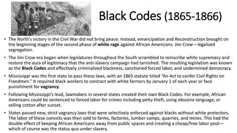 😂 Black codes 1865. Civil Rights and Society: Black Codes Flashcards ...