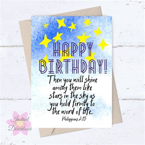 Birthday Religious PRINTABLE Card Christian Bible Verse Card - Etsy