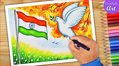 Independence Day Drawing / 15 August Drawing / India Flag Drawing - YouTube