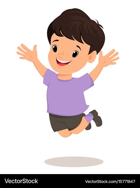 Smiling boy makes a jump pretty cartoon character Vector Image