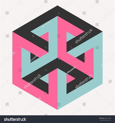 Impossible Cube Isometric Drawing Vector Illustration Stock Vector 481575370 - Shutterstock