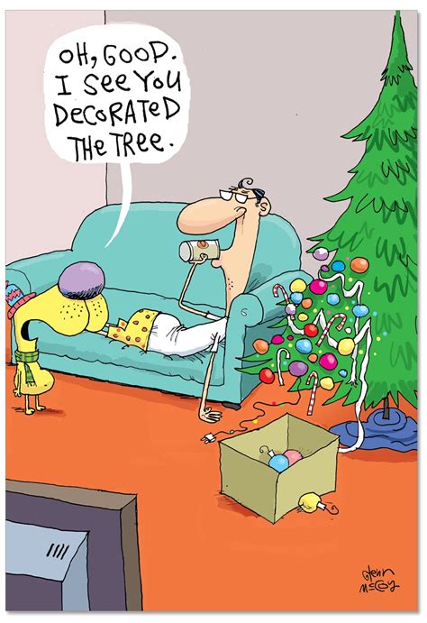 Lazy Decorating - 12 Boxed Funny Christmas Cards with Humorous Cartoon ...