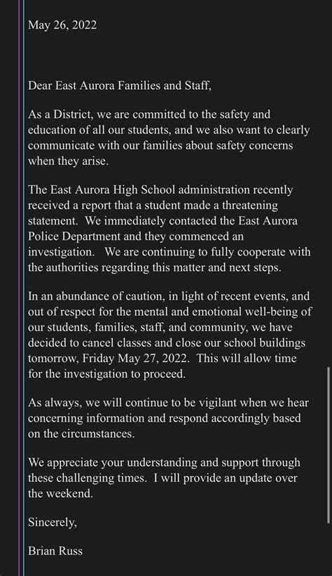 Hannah Buehler on Twitter: "East Aurora schools are closed today due to a threat made by a ...