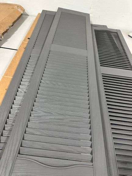 Two Pairs Of Gray Vinyl Shutters With Slits - Lambrecht Auction, Inc.