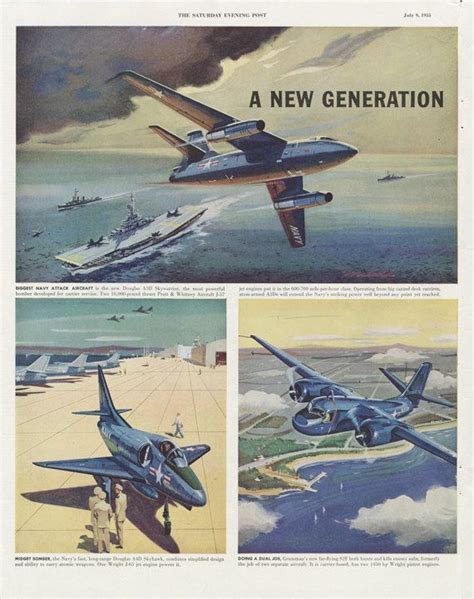 1950s United Aircraft Corporation Ad "A New Generation" Navy Attack Airplanes Aviation Vintage ...