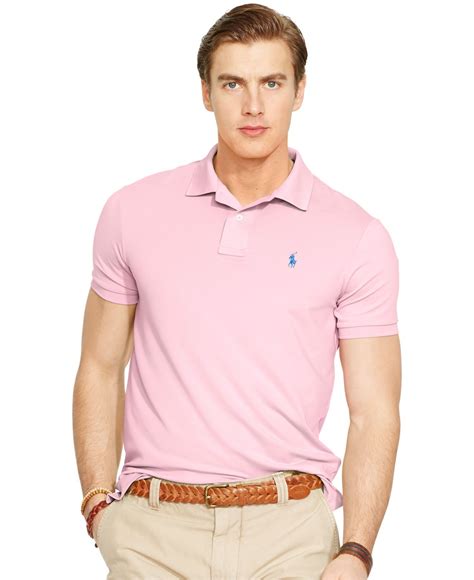 Polo Ralph Lauren Performance Jersey Polo Shirt in Pink for Men - Lyst