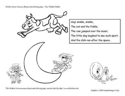 Hey, Diddle Diddle Nursery Rhyme and Coloring Page Worksheet | Lesson ...