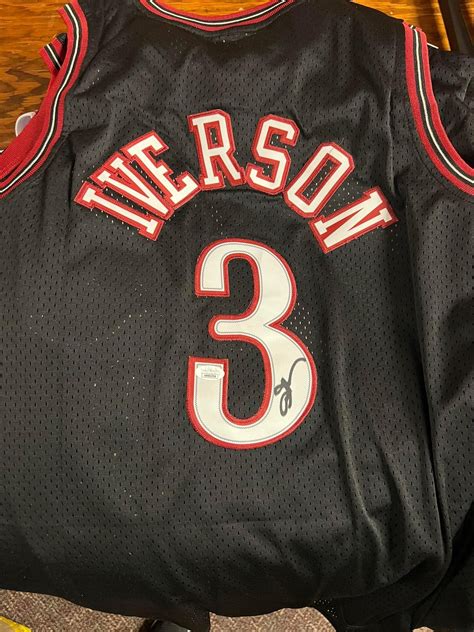 Allen Iverson signed 76ers Mitchell and ness jersey (black) - sports ...