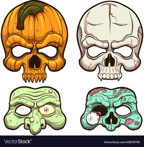 Cartoon halloween masks Royalty Free Vector Image