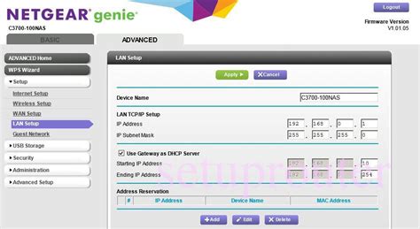 How to change the IP Address on a Netgear C3700-100NAS router