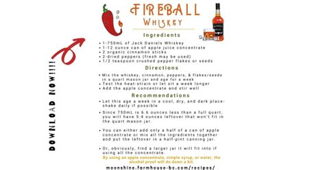 Printable Fireball Whiskey Recipe * Moonshine How To