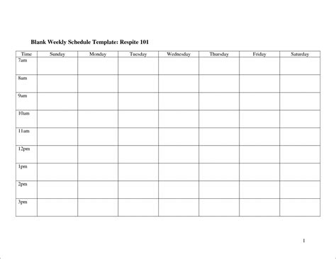 Free Printable Work Schedule Template