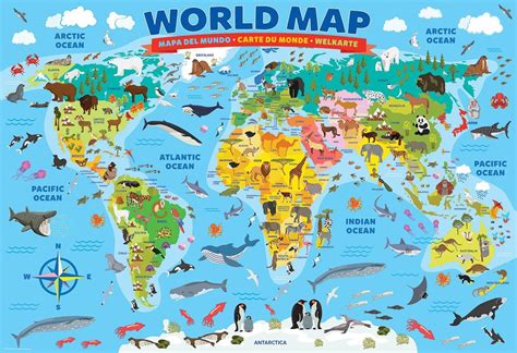 Puzzle: Educational Charts for Kids - Illustrated Map of the World ...