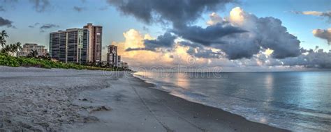 High Rise Buildings in the Distance on North Naples Beach at Sunrise ...