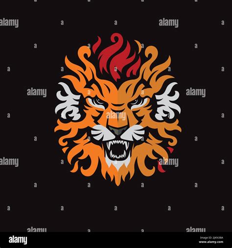 A beautiful roaring lion on the black background Stock Vector Image ...