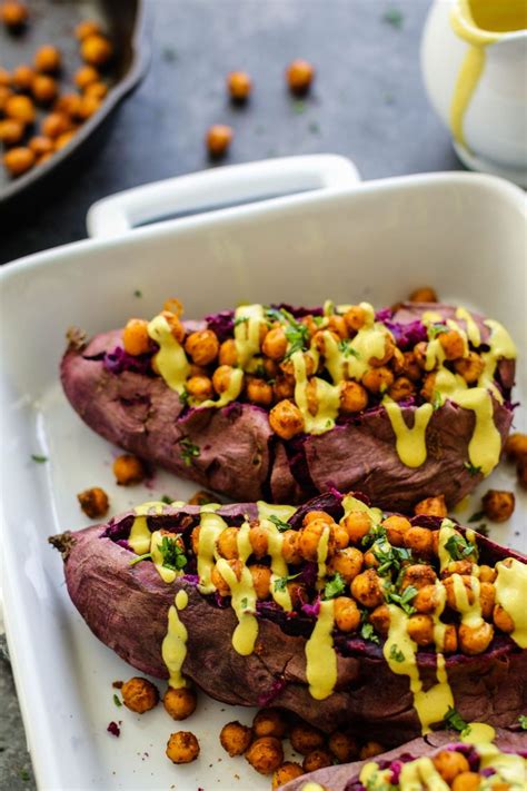 Stuffed Purple Sweet Potatoes with Turmeric Tahini | Recipe | Sweet potato dinner, Sweet potato ...