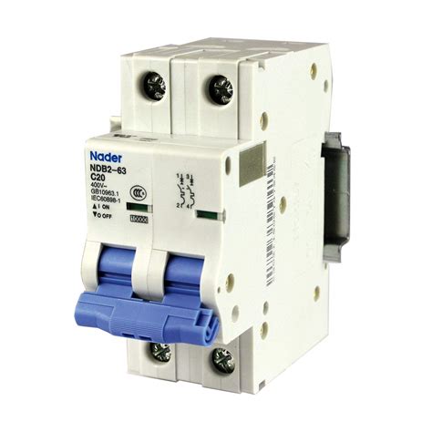 ASI NDB2-63C20-2 DIN Rail Mount Circuit Breaker, UL 1077 Supplemental Protection, 20 amp, 2 Pole ...