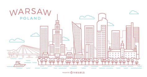 Warsaw Stroke Skyline Illustration Vector Download