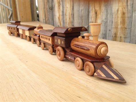 Wooden Toy Train with Locomotive Steam Engine 5 pc.Set | Etsy