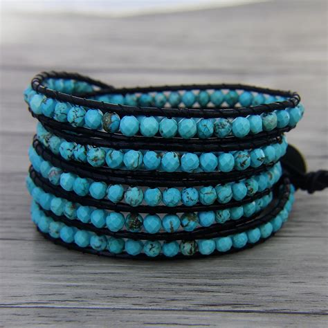 beaded wrap bracelet Boho bead wrap bracelet Blue bead bracelet women ...