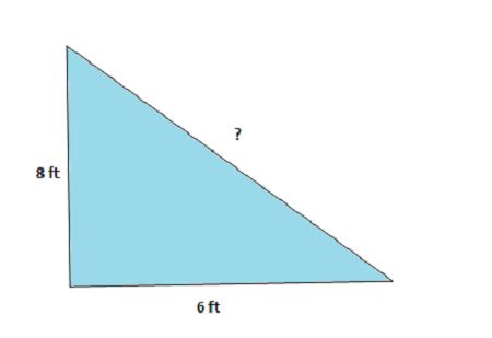 How do you find the missing side length of a right angle triangle with the height of 8 ft and ...