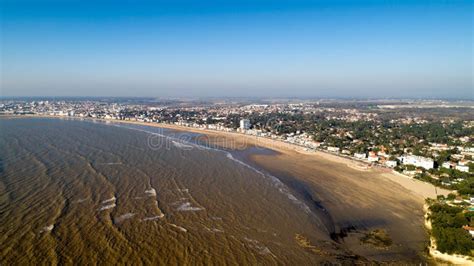 Aerial View of Royan Beach at Sunset Stock Photo - Image of blue ...