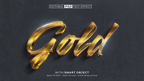 ArtStation - 3D Gold PSD fully editable text effect. Layer style PSD ...