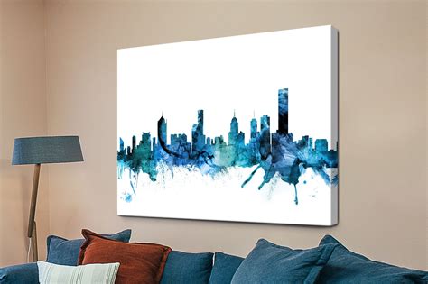 Buy Melbourne Skyline Watercolour Wall Art Upwey Melbourne Australia